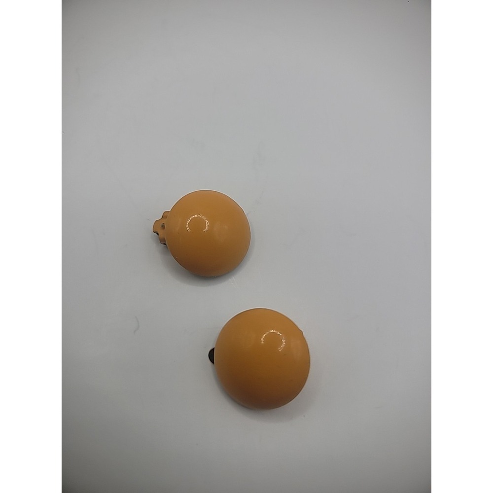 Vintage Earrings Clip On Huggie Orange Solid Button Jewelry Costume Halloween